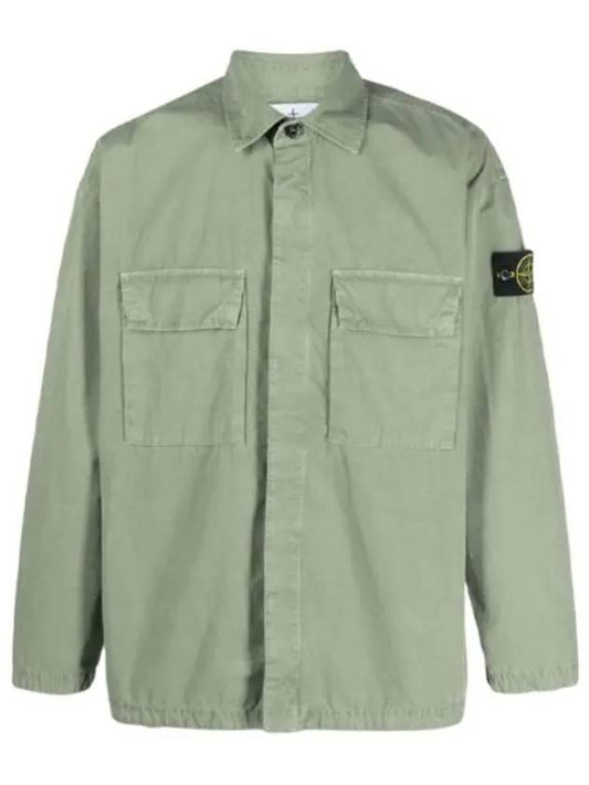 Old Treatment Over Long Sleeve Shirt Sage Green - STONE ISLAND - BALAAN 2