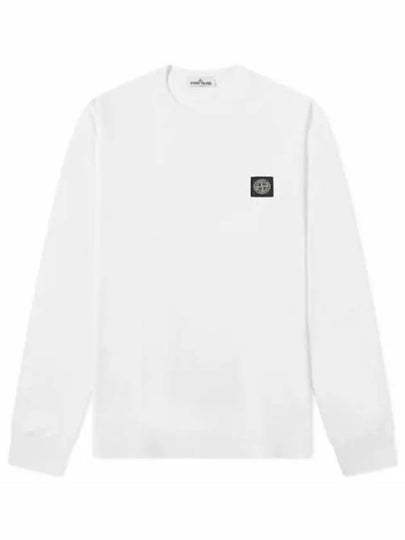 Logo Patch Cotton Long Sleeve T-Shirt White - STONE ISLAND - BALAAN 2