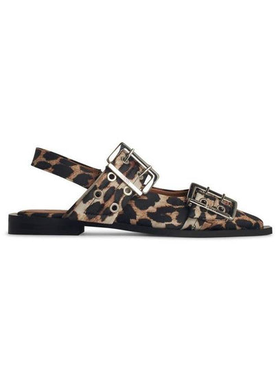 Leopard Satin Feminine Buckle Ballerina Brown - GANNI - BALAAN 2