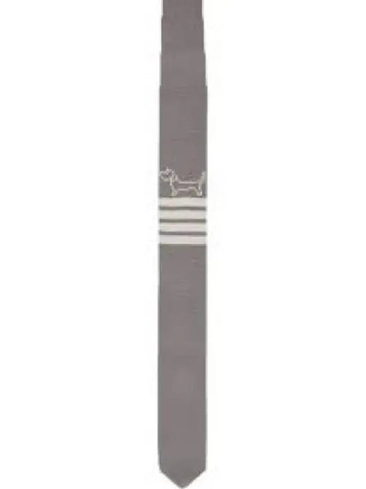 Hector Icon 4 Bar Silk Knit Tie Light Grey - THOM BROWNE - BALAAN 2