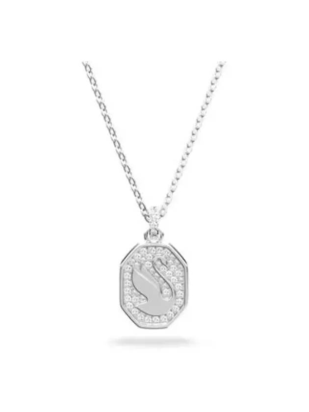 Swan Octagon Emblem Pendant Necklace Silver - SWAROVSKI - BALAAN 2