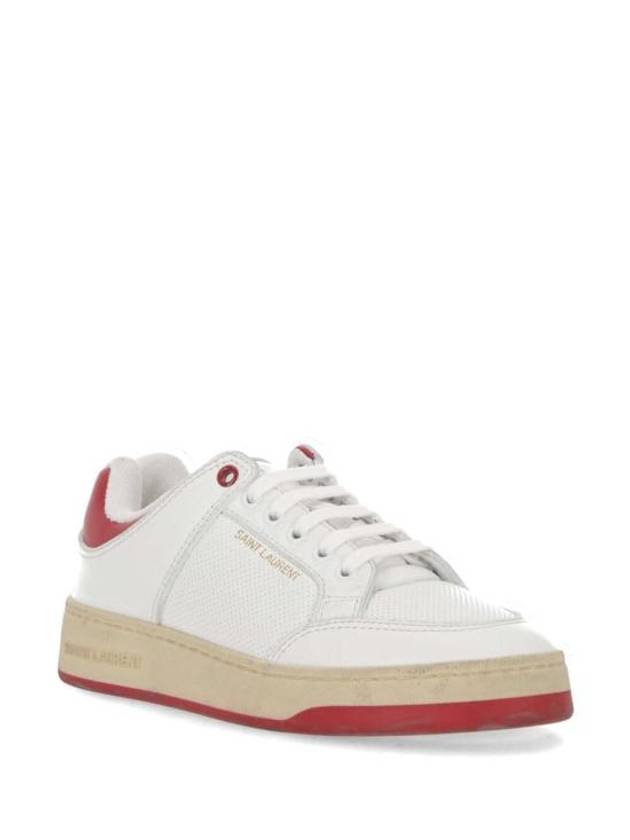 Logo Calf Leather Low Top Sneakers White - SAINT LAURENT - BALAAN 3