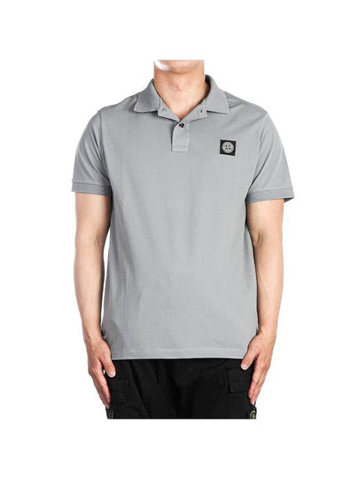 Logo Patch Polo Shirt Grey - STONE ISLAND - BALAAN 2