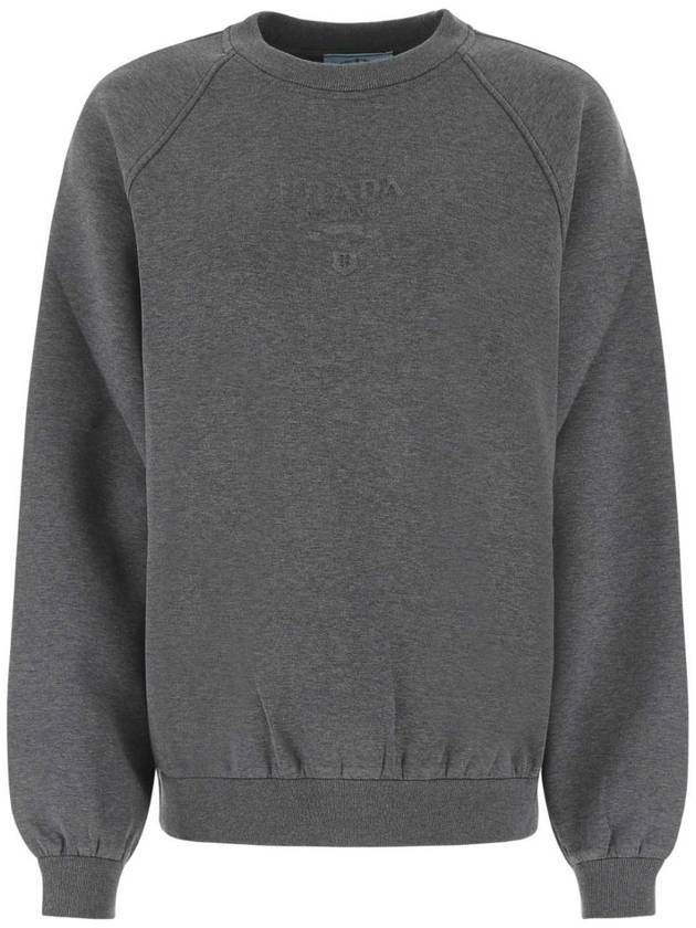 Logo Crew Neck Sweatshirt Dark Grey - PRADA - BALAAN 1