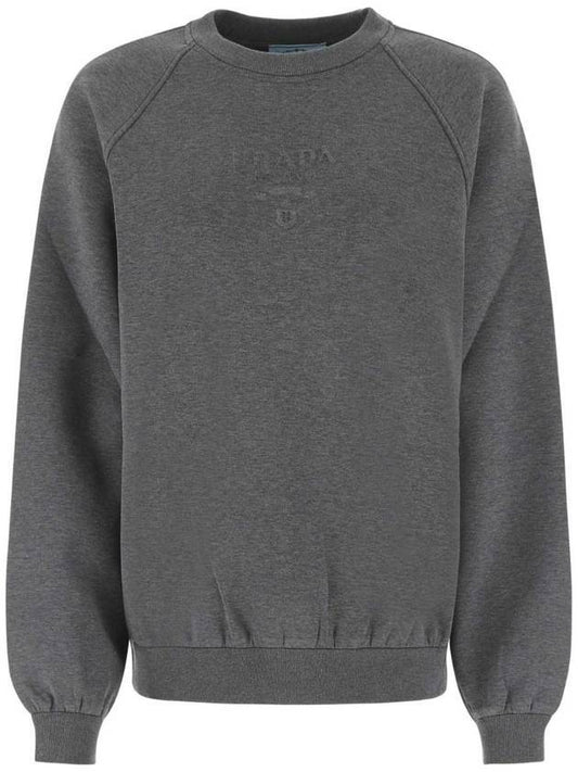 Logo Crew Neck Sweatshirt Dark Grey - PRADA - BALAAN 1