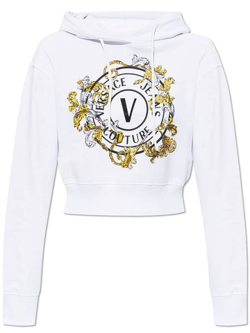 Versace Jeans Couture Sweatshirt With Print And Shimmering Sequins, Women's, White - VERSACE - BALAAN 1