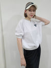 Women's P Logo Short Sleeve Sweatshirt Ivory - PRETONE - BALAAN 2