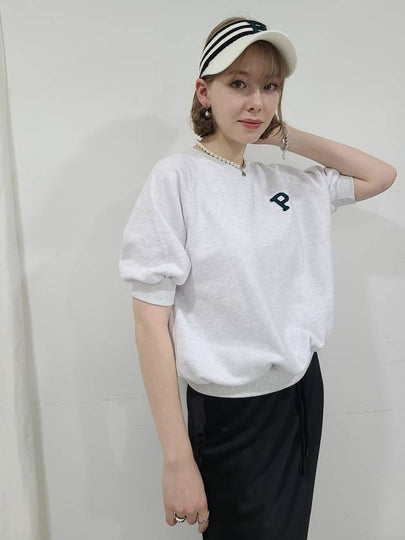 Women's P Logo Short Sleeve Sweatshirt Ivory - PRETONE - BALAAN 2