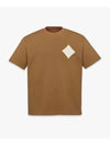 Logo Patch Boucle Short Sleeve T-Shirt Brown - MCM - BALAAN 2