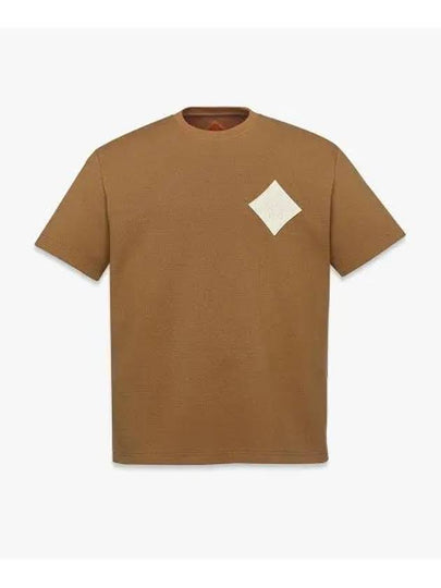 Logo Patch Boucle Short Sleeve T-Shirt Brown - MCM - BALAAN 2