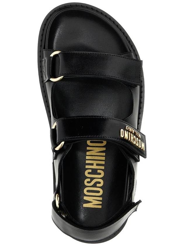 Metal Logo Sandals Black - MOSCHINO - BALAAN 4