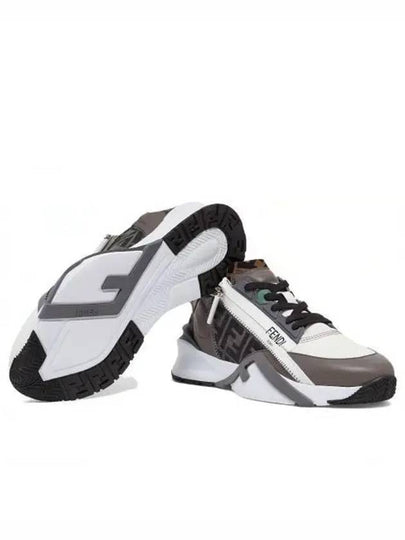 Flow FF Jacquard Leather Running Low Top Sneakers Grey - FENDI - BALAAN 2