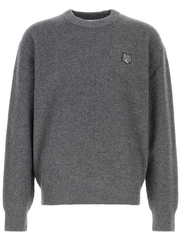 Bold Fox Head Patch Comfort Ribbed Knit Top Grey Melange - MAISON KITSUNE - BALAAN 2