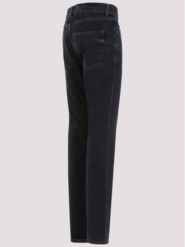 Classic Slim Cut Cotton Straight Jeans Black - SAINT LAURENT - BALAAN 4