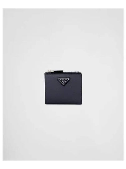 Triangle Logo Saffiano Half Wallet Blue - PRADA - BALAAN 2