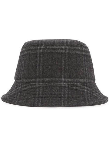 Check Wool Cashmere Bucket Hat Gray - BURBERRY - BALAAN 1