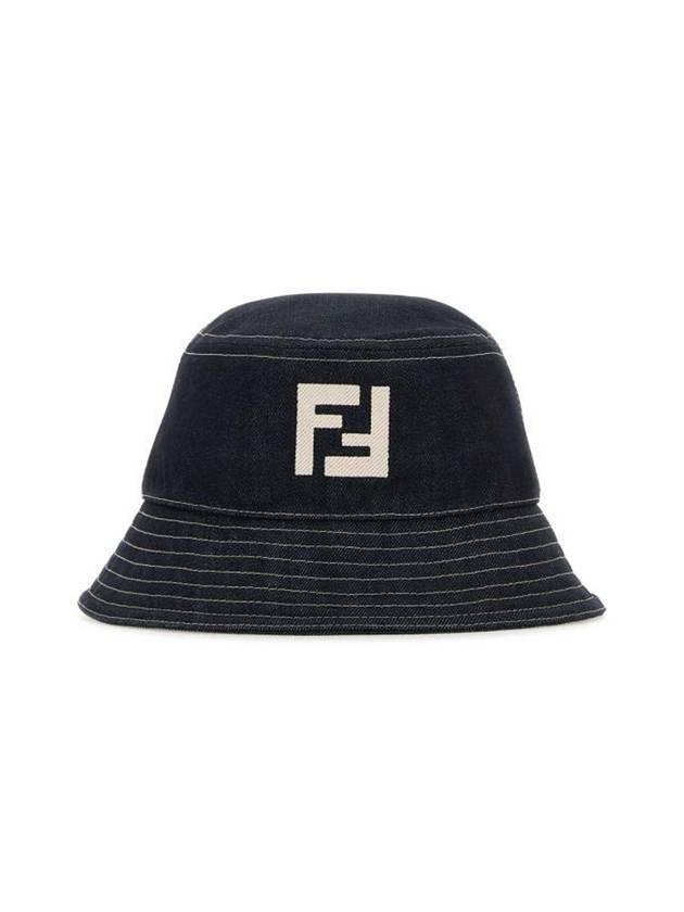 Logo Denim Bucket Hat Navy - FENDI - BALAAN 1