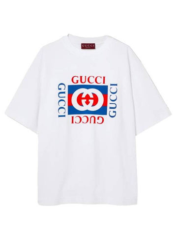 Jersey Print Cotton Short Sleeve T-Shirt White - GUCCI - BALAAN 1