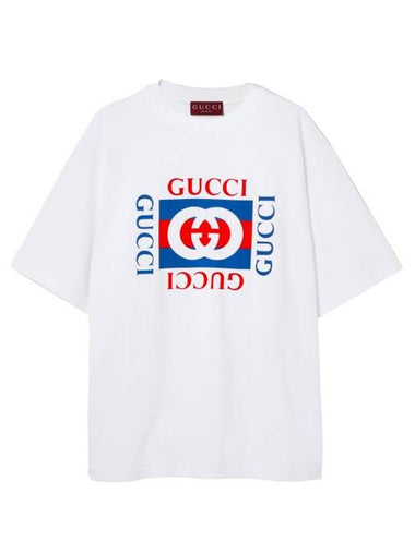 Jersey Print Cotton Short Sleeve T-Shirt White - GUCCI - BALAAN 1