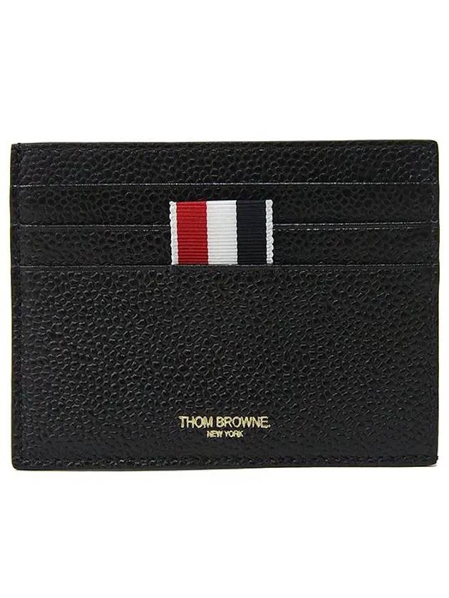 Pebble Grain Leather Stripe Note Compartment Card Wallet Black - THOM BROWNE - BALAAN 2