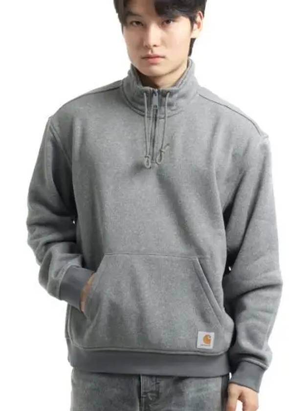 Luther Half Zip Up Sweatshirt Grey - CARHARTT WIP - BALAAN 1