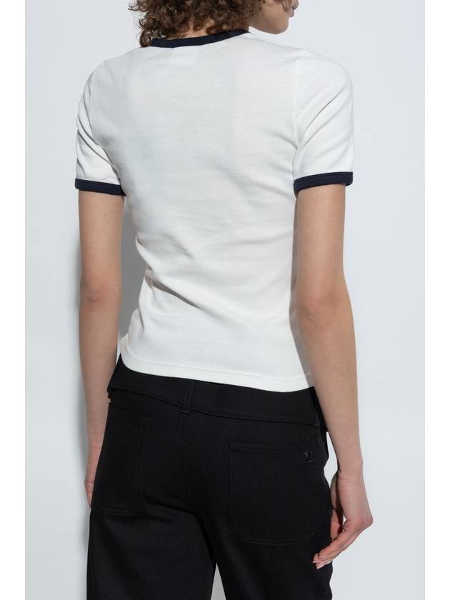 Courrèges T-shirt With Embroidered Logo, Women's, White - COURREGES - BALAAN 4