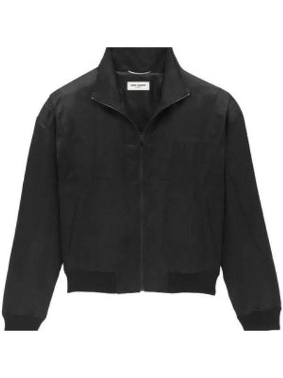 Satin Teddy Zip-Up Jacket Black - SAINT LAURENT - BALAAN 2