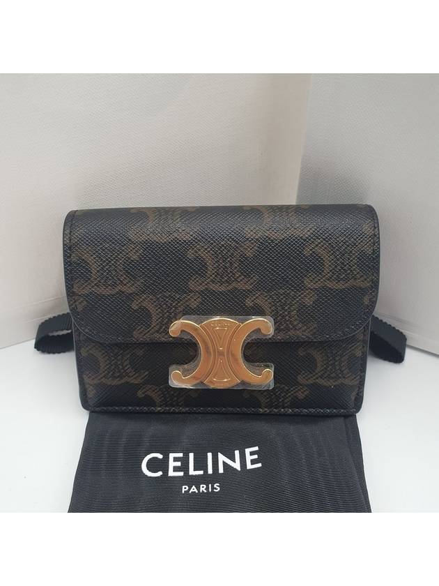 Triomphe Canvas Flap Card Holder Tan Brown - CELINE - BALAAN 3