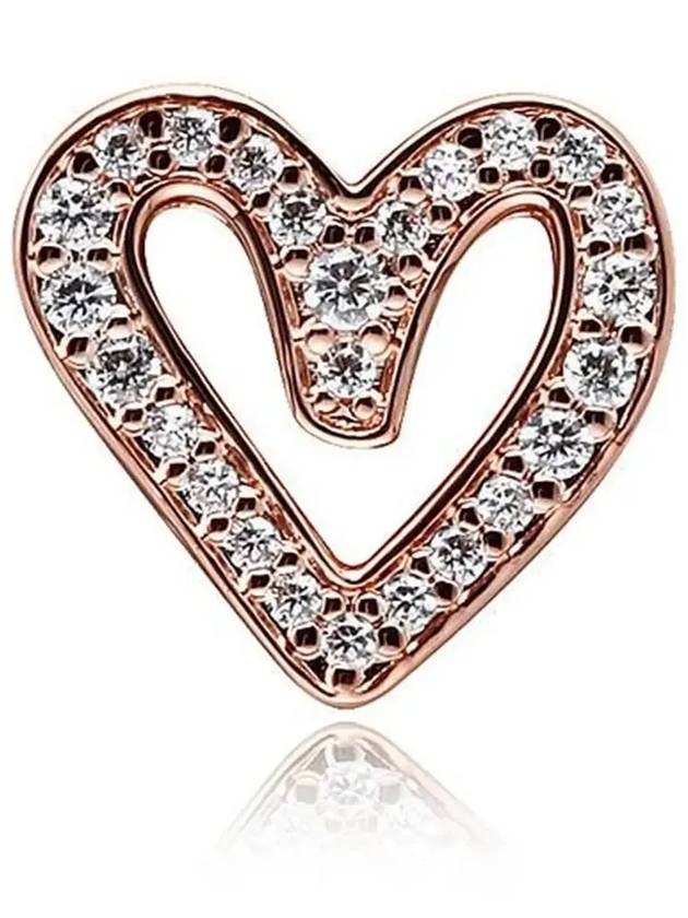 Sparkling Freehand Heart Bracelet Charm Rose Gold - PANDORA - BALAAN 4