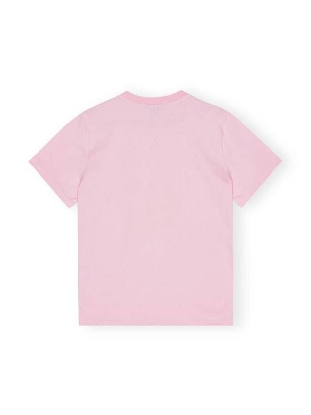 Logo Applique Graphic Print Short Sleeve T Shirt Pink - GANNI - BALAAN 4