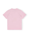 Logo Applique Graphic Print Short Sleeve T Shirt Pink - GANNI - BALAAN 4