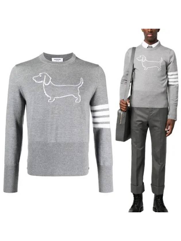 Hector 4-Bar Crewneck Pullover Merino Wool Knit Top Grey - THOM BROWNE - BALAAN 2