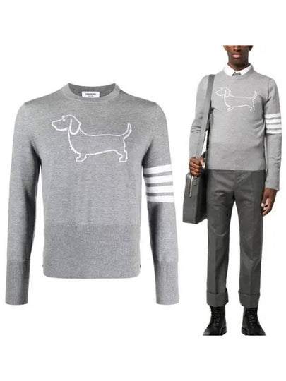 Hector 4-Bar Crewneck Pullover Merino Wool Knit Top Grey - THOM BROWNE - BALAAN 2