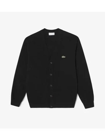 Men s Basic V neck Cardigan Black - LACOSTE - BALAAN 1