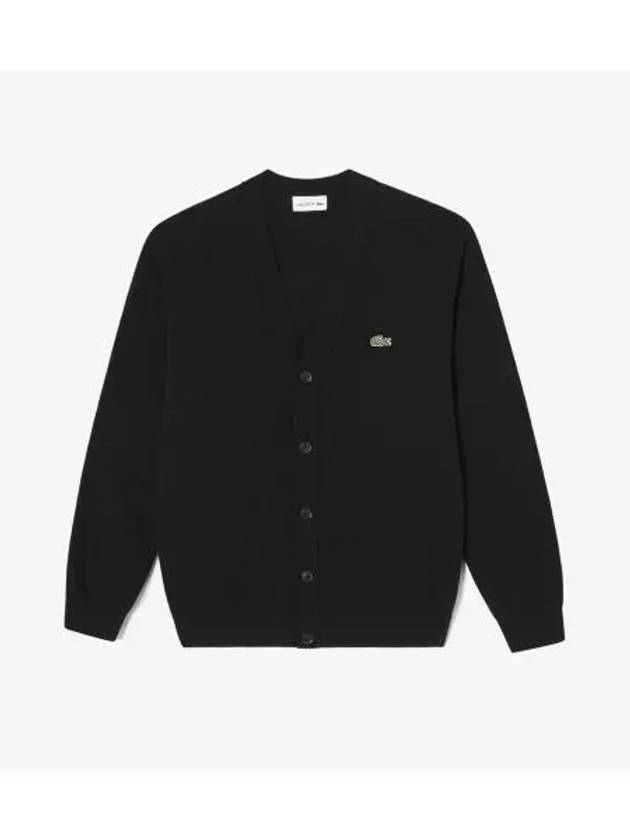 Men s Basic V neck Cardigan Black - LACOSTE - BALAAN 1