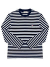 Fox Logo Stripe Long Sleeve T-Shirt Navy - MAISON KITSUNE - BALAAN 3