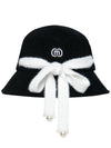 Wool Angora Ribbon Decoration Corduroy Black Bucket Hat DO6232AH92 2 - DOYOUKNOWMC GOLF WEAR - BALAAN 5