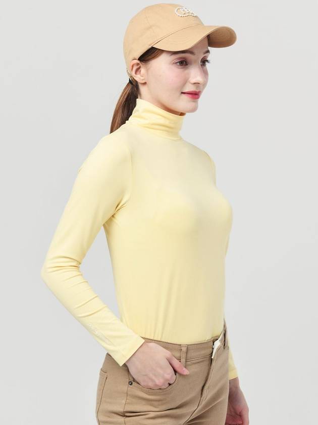 Functional Warm Span Mock Neck Soft Yellow T-shirt DO5232TS02-3 - DOYOUKNOWMC GOLF WEAR - BALAAN 3