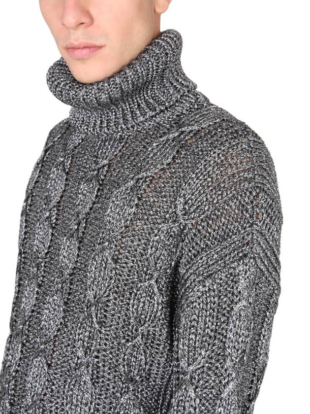 cable knit turtleneck silver - SAINT LAURENT - BALAAN 5