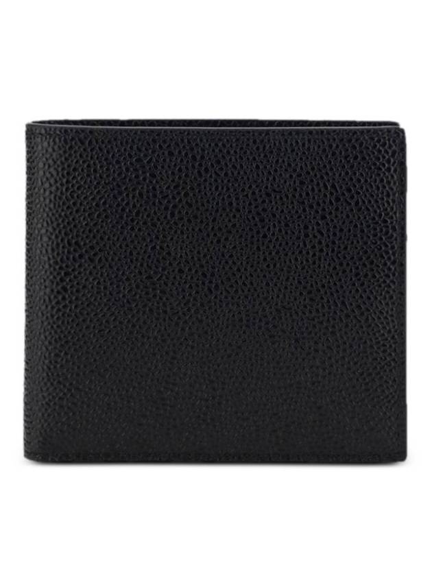 Pebble Grain Leather Half Wallet Black - THOM BROWNE - BALAAN 4