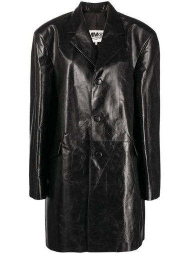 Leather Single Breasted Coat Black - MAISON MARGIELA - BALAAN 1