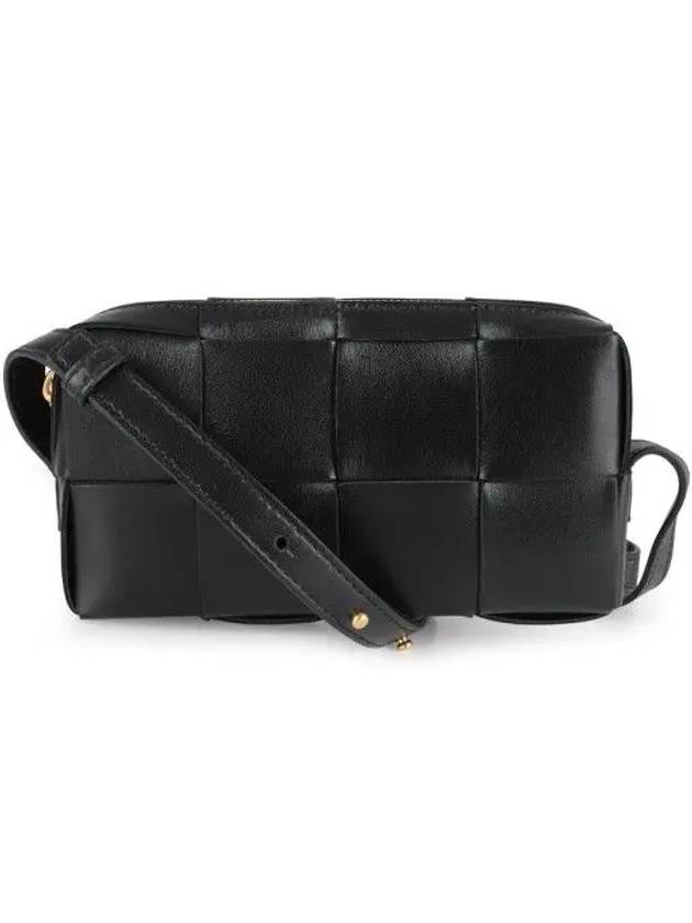 Intrecciato Cassette Leather Mini Cross Bag Black - BOTTEGA VENETA - BALAAN 3