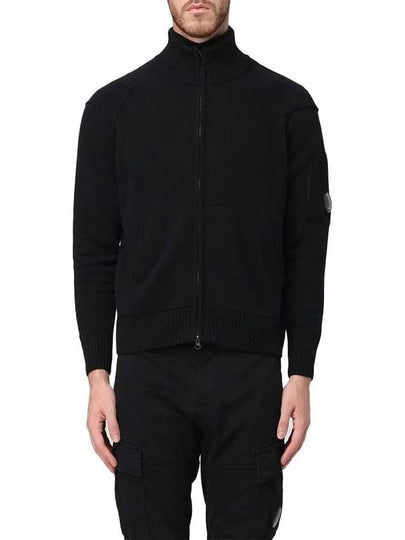 Lambswool GRS Zipped Cardigan Black - CP COMPANY - BALAAN 2