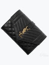 Matelasse Monogram Envelope Small Half Wallet Black - SAINT LAURENT - BALAAN 2