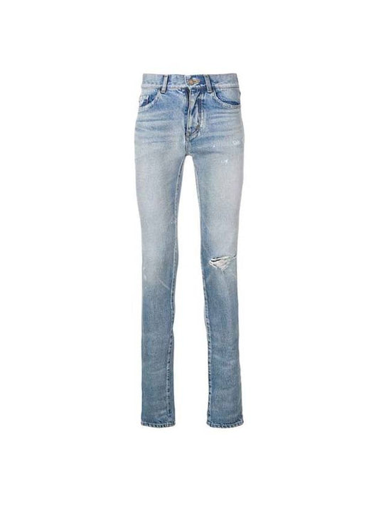 Washing This Slim Fit Denim Jeans Blue - SAINT LAURENT - BALAAN 1