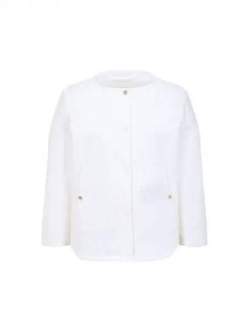 Women s Hidden Snap Button No Collar Jacket White 270595 - HERNO - BALAAN 1