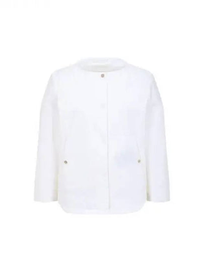 Women s Hidden Snap Button No Collar Jacket White 270595 - HERNO - BALAAN 1