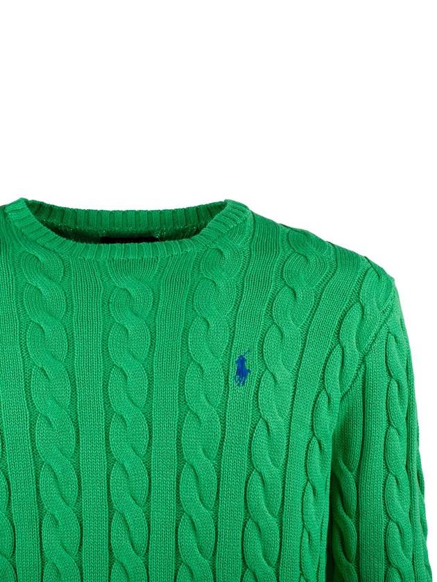 Ralph Lauren Green Braided Cotton Sweater - RALPH LAUREN - BALAAN 3