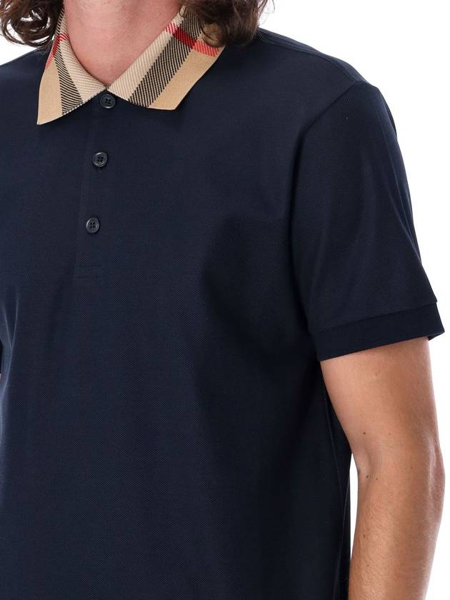 Check Collar Cotton Polo Shirt Navy - BURBERRY - BALAAN 4