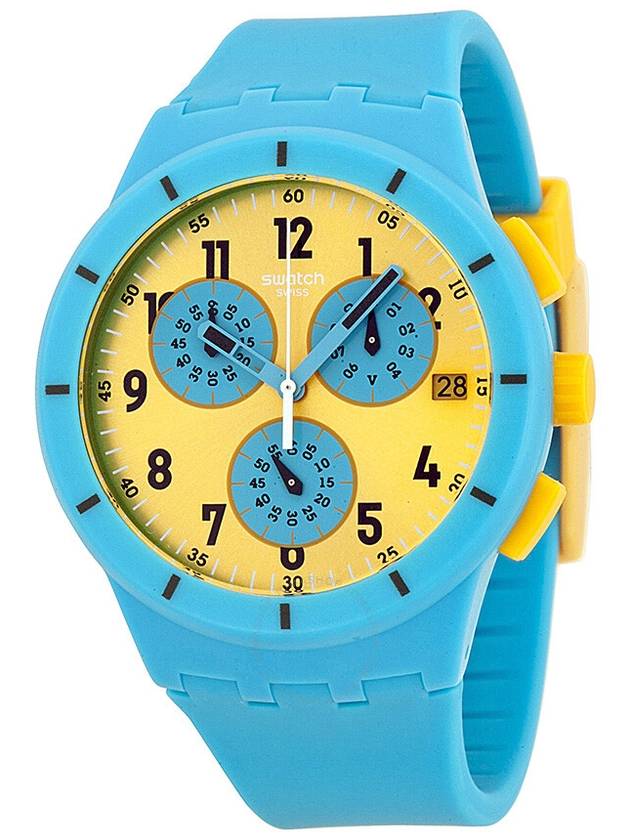 Swatch Maresoli Yellow Dial Blue Rubber Men's Watch SUSS400 - SWATCH - BALAAN 1